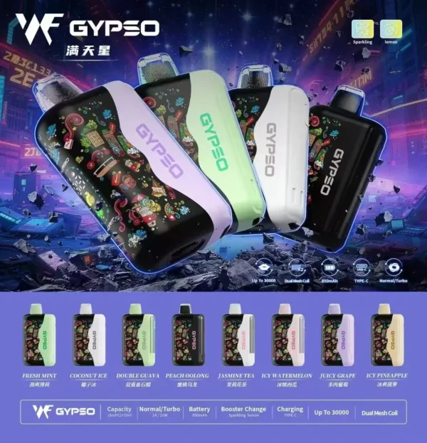 GYPSO 滿天星 30000口｜14W-21W雙模式 Dual Mesh雙網芯 18ml油艙 850mAh Type-C