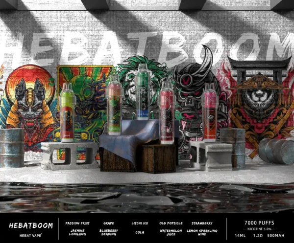 Hebat 喜貝 BOOM 7000口 拋棄式電子煙｜14ml 巨量油倉 500mAh 可充電續航 3.5%尼古丁鹽完美比例擊喉感強勁 細膩霧化體驗