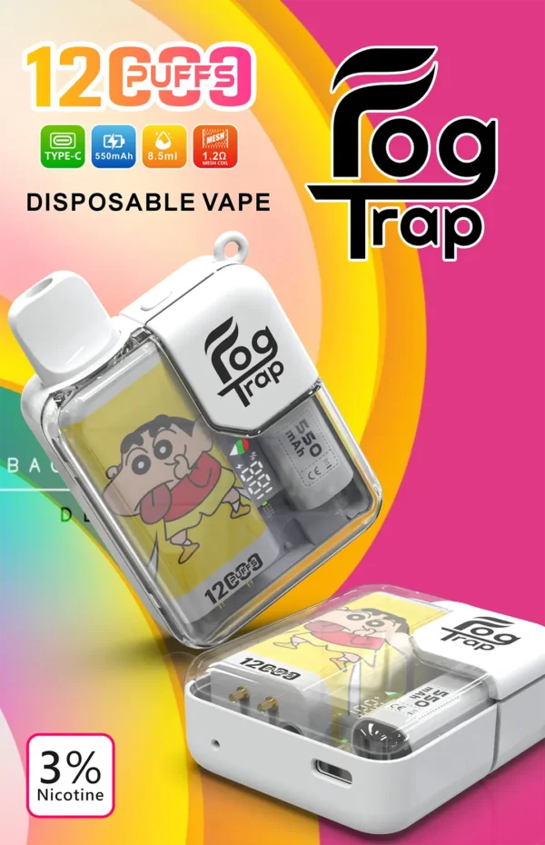 4bf9ecb11a310f2e86089c5b10faa3fe.webp 【買十送一】Fog Trap 限量聯名 12000口|蠟筆小新 × LABUBU 油電數位顯示屏 雙檔功率切換 拋棄式電子煙