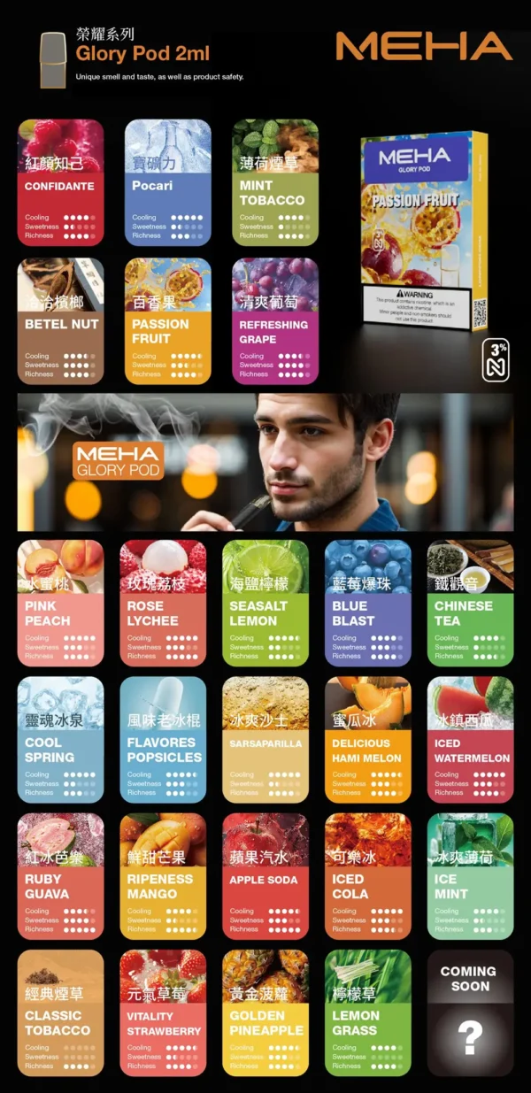 MEHA 魅嗨 一代通用煙彈 3入裝｜3%尼古丁鹽順滑擊喉 陶瓷芯升級防漏結構 2.0ml容量 完美適配一代主機