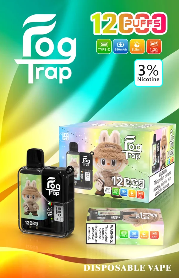 5ae5409114ee10450df38961180696da.webp 【買十送一】Fog Trap 限量聯名 12000口|蠟筆小新 × LABUBU 油電數位顯示屏 雙檔功率切換 拋棄式電子煙