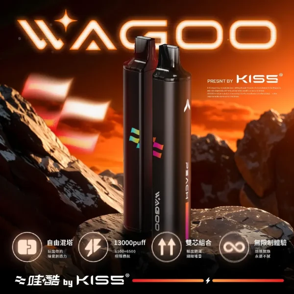 WAGOO 哇酷 KIS5 6500口 拋棄式電子煙｜升級不漏油結構 順滑擊喉感 雙芯磁吸混搭 78種風味變幻