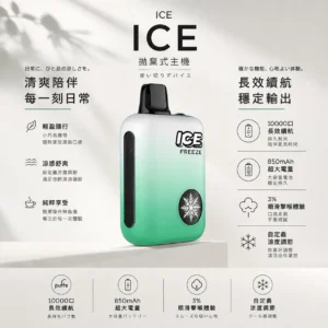 ICE 10000口｜自定義涼度調節 850mAh可充電 3%尼古丁鹽 Mesh霧化結構 拋棄式電子煙