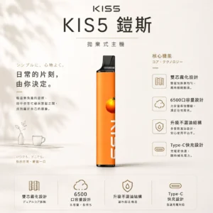 KIS5 鎧斯 6500口 拋棄式電子煙｜升級不漏油結構 順滑擊喉 雙芯磁吸自由配 Type-C快充長效續航