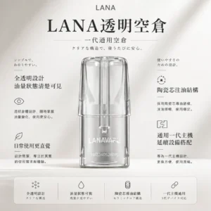 LANA 拉娜 一代通用透明空倉｜全透明設計 殘油一目瞭然 陶瓷芯注油不掉味 防漏再升級 通用一代主機