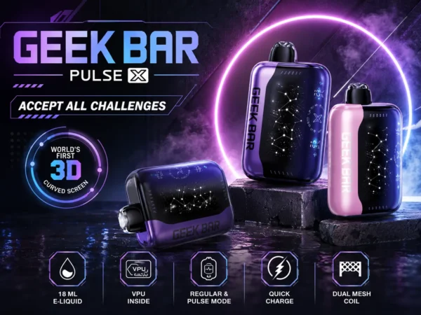 【買5贈1】GEEK BAR Pulse X 星空系列 25000口 拋棄式電子煙｜首創3D曲面全螢幕 18ml巨量裝 5%尼古丁鹽強勁擊喉
