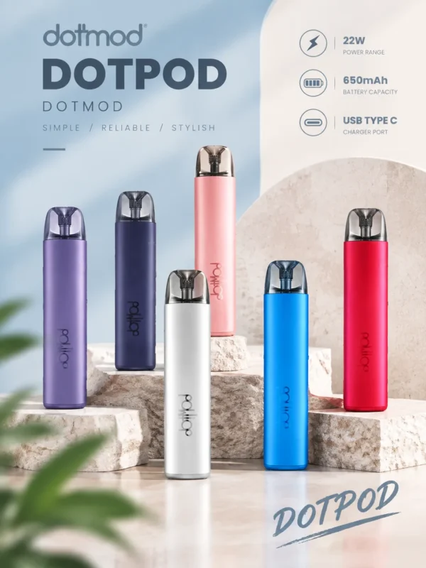 DotPod GO 注油主機｜側邊微調式氣流結構 16W-22W 智慧功率感應調控 靈活切換抽吸口感 650mAh高續航 通用小煙煙油