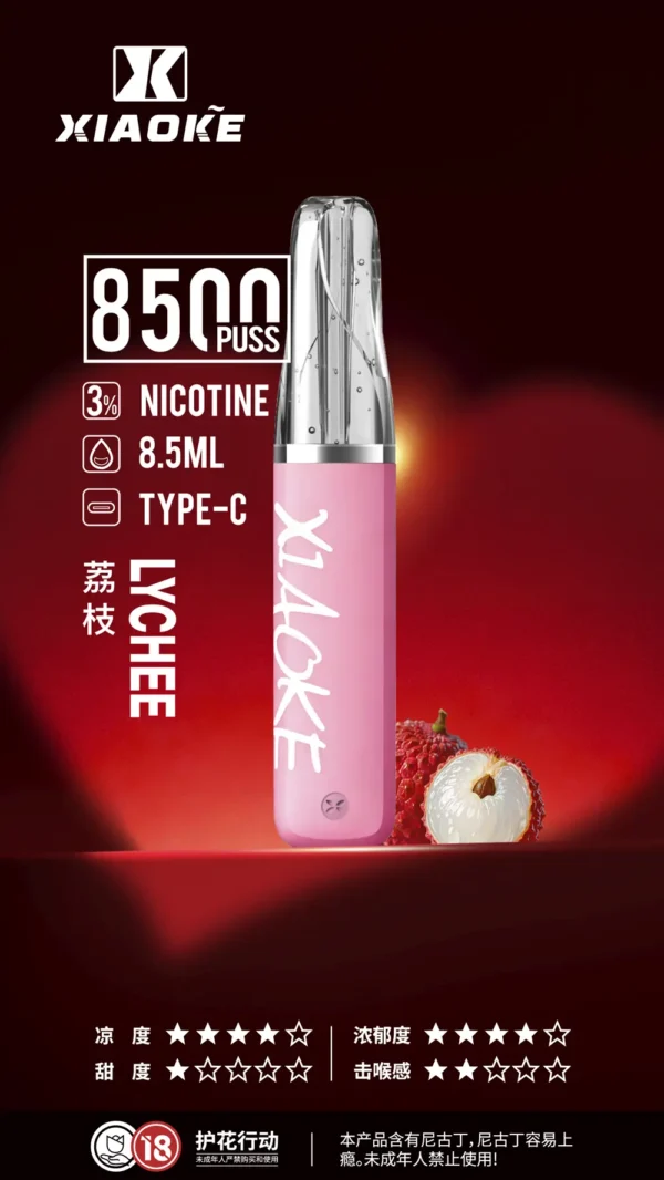 XIAOKE 梟客 8500口｜8.5ml儲油量 3%尼古丁鹽 支援Type-C充電 拋棄式電子煙