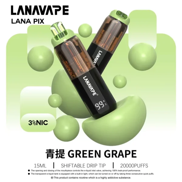 LANA PIX 閃光彈 20000口｜獨家可摺疊吸嘴 15ml儲油 3%尼古丁鹽 850mAh Mesh網芯