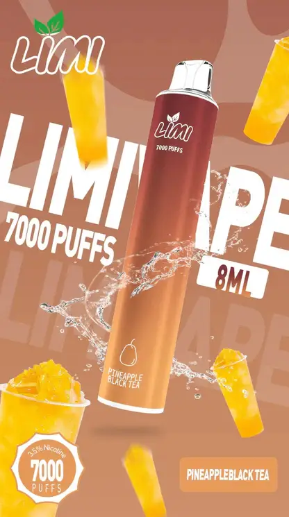 LIMI 7000口 拋棄式電子煙｜3.5% 尼古丁鹽強勁擊喉 冰感水果系列清涼入喉 吸氣發光 LED燈條 650mAh可充電