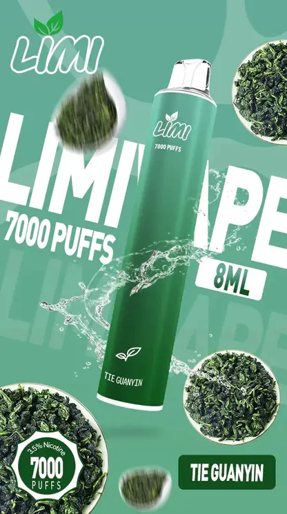 LIMI 7000口 拋棄式電子煙｜3.5% 尼古丁鹽強勁擊喉 冰感水果系列清涼入喉 吸氣發光 LED燈條 650mAh可充電