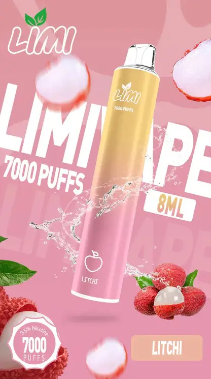 LIMI 7000口 拋棄式電子煙｜3.5% 尼古丁鹽強勁擊喉 冰感水果系列清涼入喉 吸氣發光 LED燈條 650mAh可充電