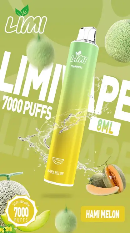 LIMI 7000口 拋棄式電子煙｜3.5% 尼古丁鹽強勁擊喉 冰感水果系列清涼入喉 吸氣發光 LED燈條 650mAh可充電