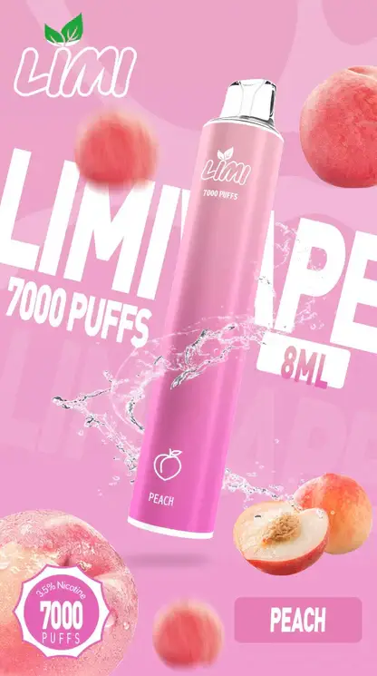 LIMI 7000口 拋棄式電子煙｜3.5% 尼古丁鹽強勁擊喉 冰感水果系列清涼入喉 吸氣發光 LED燈條 650mAh可充電