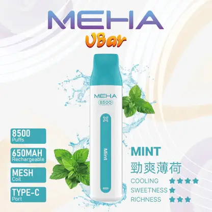 MEHA-8500口-VBar小白條-10.webp MEHA VBar 魅嗨 小白條 8500口 拋棄式電子煙|冰爽水果系列清涼入喉 3% 尼古丁鹽黃金配方 650mAh 大電量可充電設計