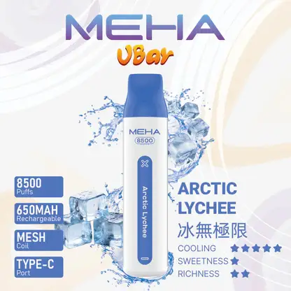 MEHA-8500口-VBar小白條-6.webp MEHA VBar 魅嗨 小白條 8500口 拋棄式電子煙|冰爽水果系列清涼入喉 3% 尼古丁鹽黃金配方 650mAh 大電量可充電設計