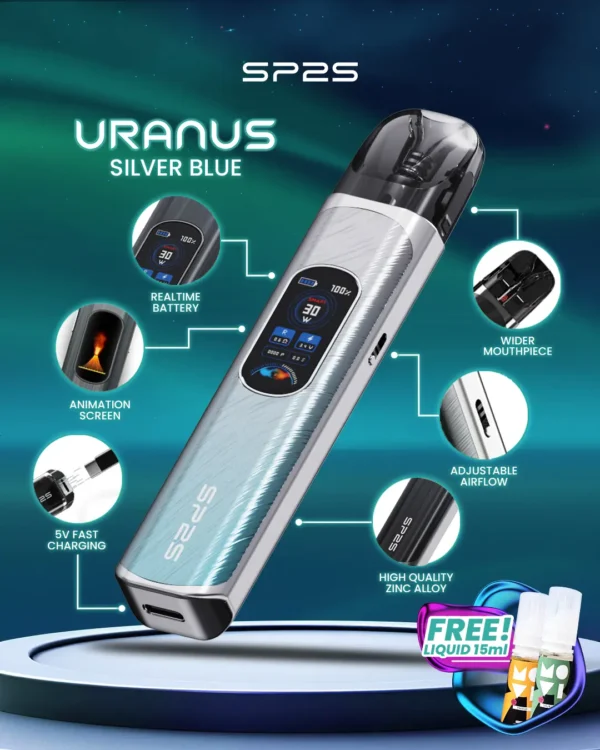 SP2S 天王星 Uranus 開放式注油小煙主機｜最大30W多檔調節爆發輸出 0.96吋液晶屏精準顯示 1000mAh大電量 含0.6Ω/0.8Ω空彈 通用小煙煙油