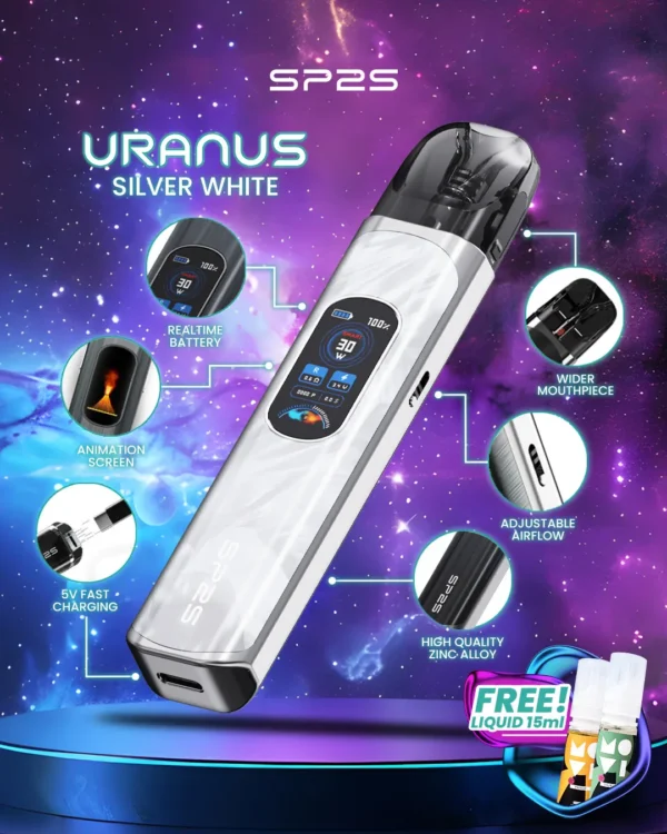 SP2S 天王星 Uranus 開放式注油小煙主機｜最大30W多檔調節爆發輸出 0.96吋液晶屏精準顯示 1000mAh大電量 含0.6Ω/0.8Ω空彈 通用小煙煙油