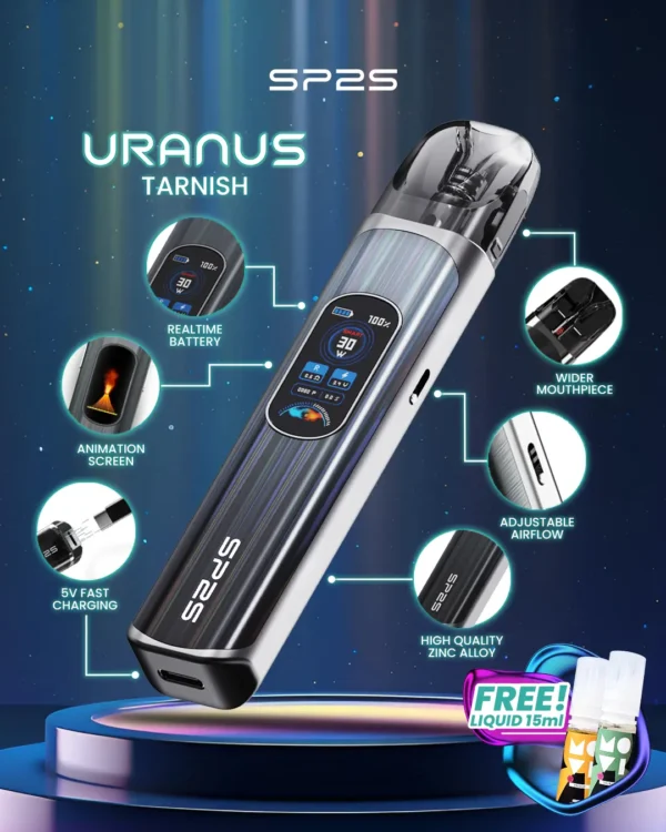 SP2S 天王星 Uranus 開放式注油小煙主機｜最大30W多檔調節爆發輸出 0.96吋液晶屏精準顯示 1000mAh大電量 含0.6Ω/0.8Ω空彈 通用小煙煙油