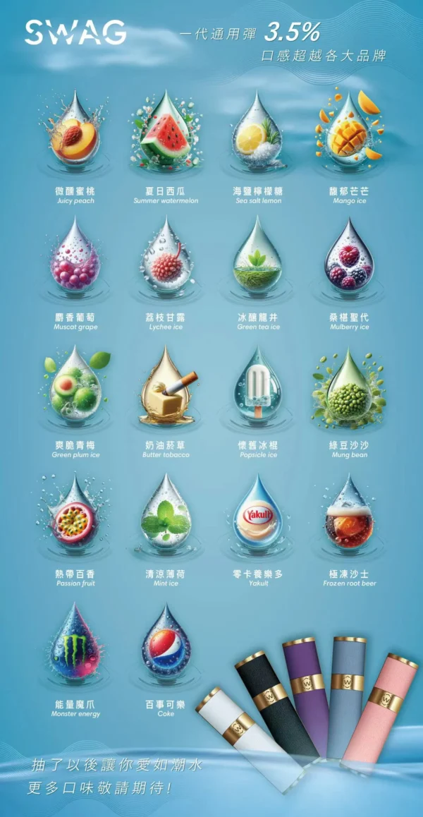 swag煙彈.webp 【買5贈皮革主機】SWAG 一代通用煙彈|3.5%尼古丁鹽獨家解癮配方 細緻陶瓷霧化技術 層次分明不嗆喉 通用多款一代主機