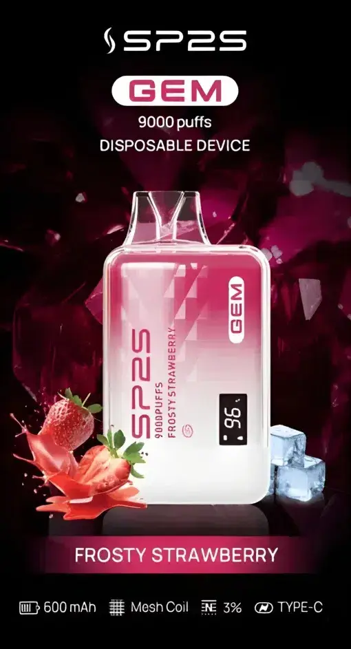 SP2S 思博瑞 GEM 9000口 拋棄式電子煙｜ 600mAh大電量支援快充 智能顯示螢幕 透明水晶質感